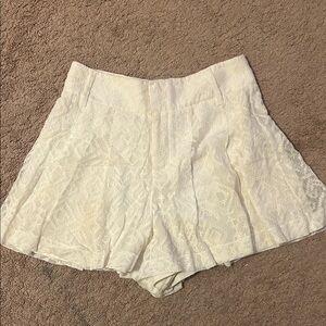 Elegant Cream Lace Women Shorts